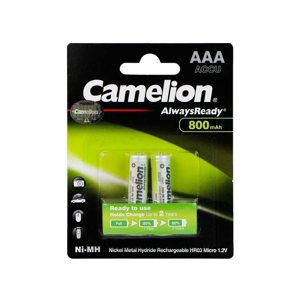 باتری نیم قلمی قابل شارژ کملیون AlwaysReady 800mAh بسته 2 عددی
