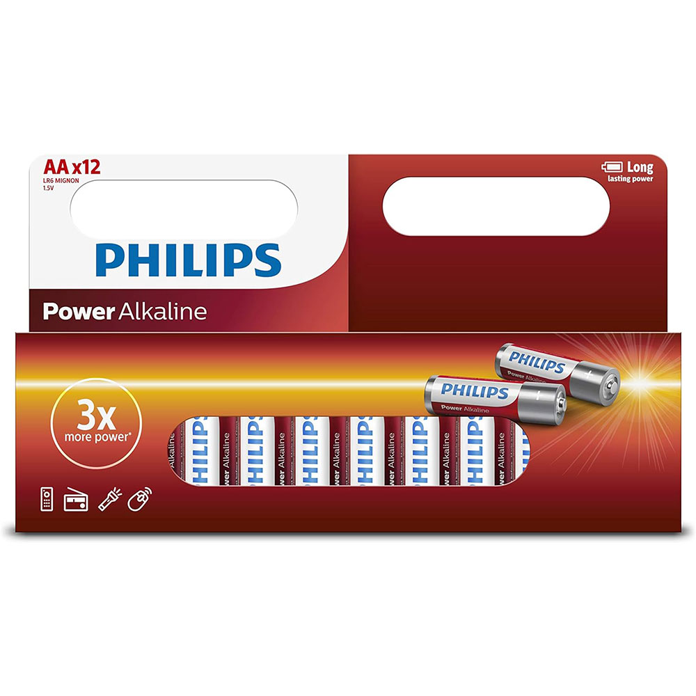 باتری قلمی آلکالین فیلیپس PHILIPS POWER ALKALINE LR6 Mignon AA 1.5V بسته 12 عددی